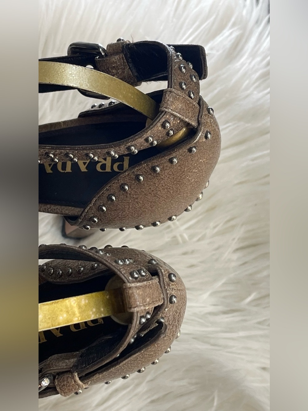 Prada  Studded Platform Peep-Toe Heels - Picture 13 of 15